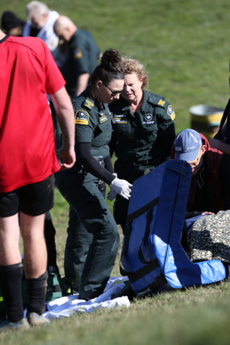 Elderly woman injured at school