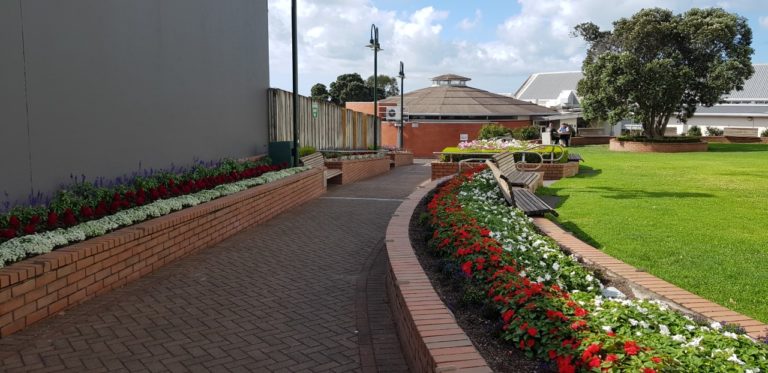 Flowers set Fencible Walk aglow