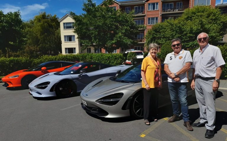 Slick McLarens roar into Bruce McLaren Village for 10th party