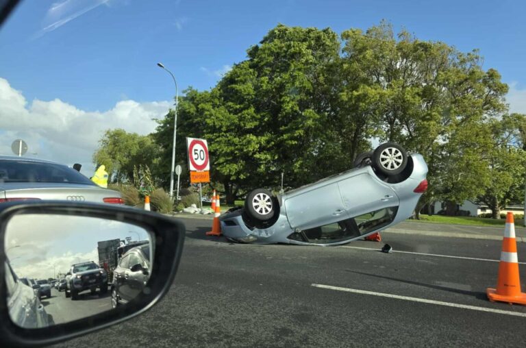 Car flips onto roof in two-vehicle crash